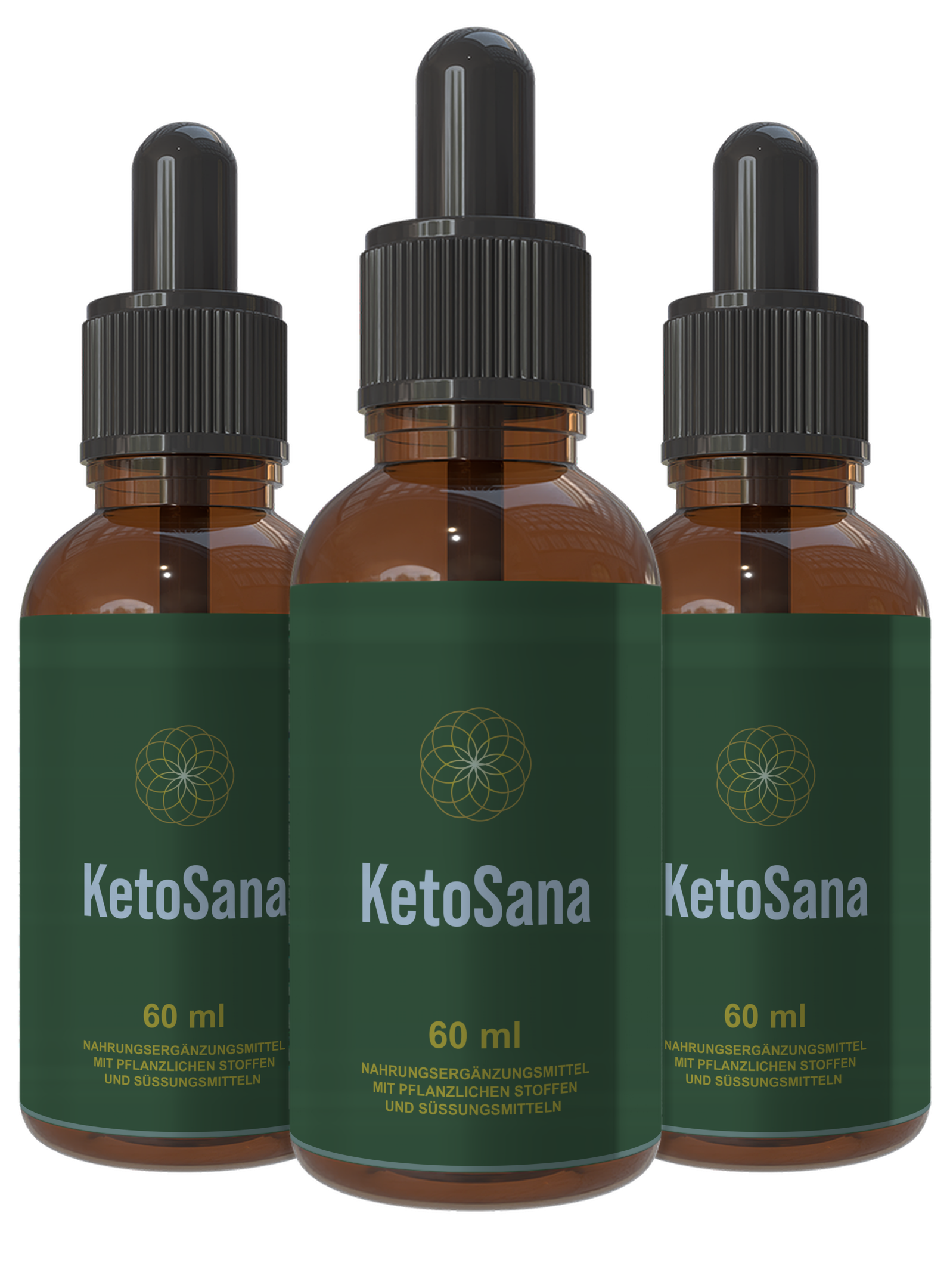 KetoSana Tropfen – 3er-Angebot, dargestellt mit 60-ml-Flaschen